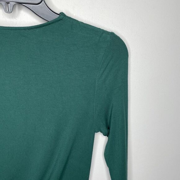 MARINA MOSCONE Collective Top Womens XS Green Ruched Long Sleeve Pull On - Picture 8 of 12